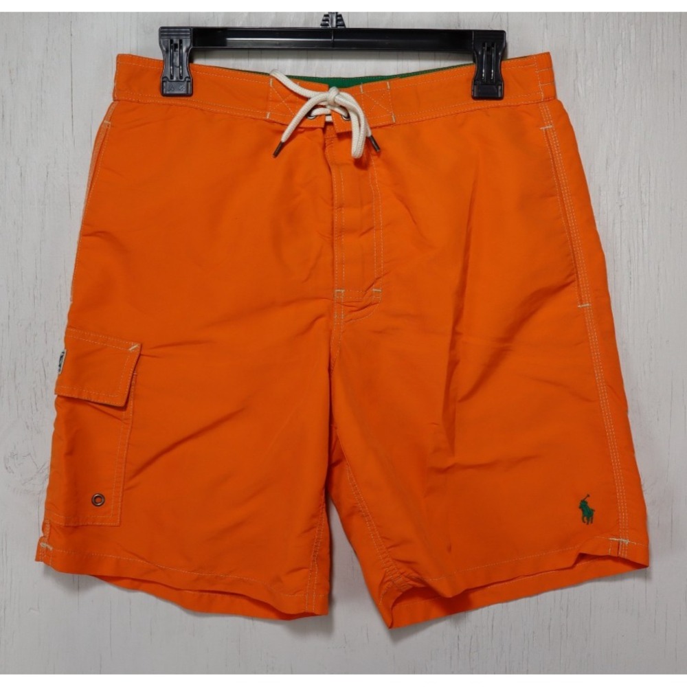 Mens Polo Ralph Lauren Short Swim Lined Shorts Size S Orange Cargo Pocket